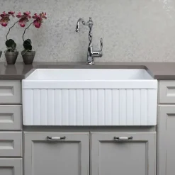 Evier timbre d'office 84 cm réversible rétro Rome en céramique