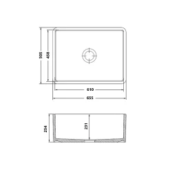 Evier timbre d'office 66cm en céramique blanc
