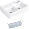 Evier timbre d'office VILLEROY ET BOCH Tradition 2 bacs 89,5 x 63 céramique vidage manuel blanc + Panier vaiselle