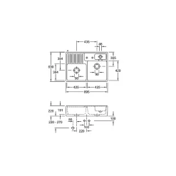Evier timbre d'office VILLEROY ET BOCH Tradition 2 bacs 89,5 x 63 céramique vidage manuel blanc + Panier vaiselle