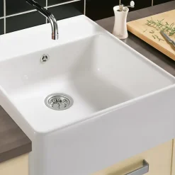 Evier timbre office VILLEROY ET BOCH Tradition 1 bac Blanc CeramicPlus avec vidage automatique