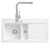 Evier VILLEROY ET BOCH Subway Pure 60 1 bac et demi égouttoir à droite vidage auto + Robinet Steel Shower Acier Massif