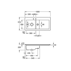 Evier VILLEROY ET BOCH Subway Pure 60 1 bac et demi égouttoir à droite vidage auto + Robinet Steel Shower Acier Massif