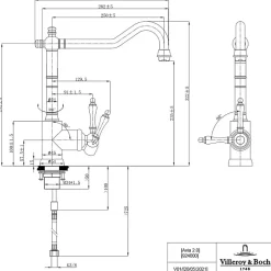 Evier VILLEROY ET BOCH Timbre d'office Tradition 2 bacs vidage auto + Robinet de cuisine Avia 2.0 Acier Massif
