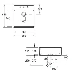 Evier VILLEROY ET BOCH Timbre d'office Tradition 1 bac vidage auto + Robinet de cuisine Avia 2.0 Acier Massif