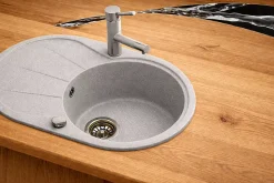 Evieren granit 1 bac - rond avec égouttoir en granit GRIS - CLARUS