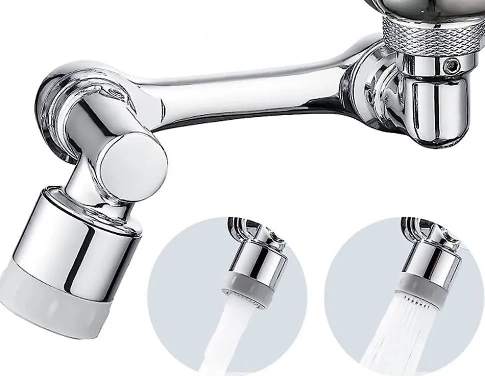 Extension éco aérateur d'eau orientable, bi-jets, chrome, MTK