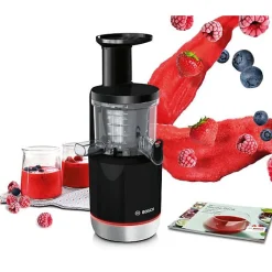 Extracteur de Jus - BOSCH - MESM731M VitaExtract - Noir/inox - 150 W - 1 vitesse + reverse - syst. de sécurité sur le couvercl