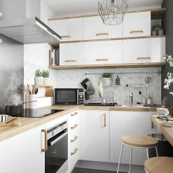 Façade de cuisine 1 porte et 1 tiroir Stevia blanc brillant l. 50 cm x H. 72 cm GoodHome