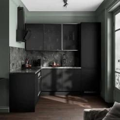 Façade de cuisine 1 porte Garcinia noir mat l. 59,7 x H. 71,5 cm GoodHome