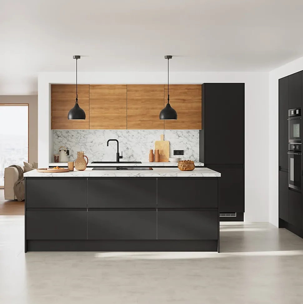 Façade de cuisine 1 porte Garcinia noir mat l. 59,7 x H. 71,5 cm GoodHome