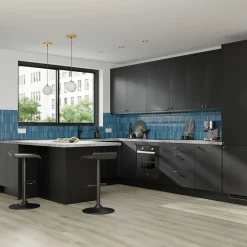 Façade de cuisine 1 tiroir et 2 casseroliers Stevia noir mat l. 80 cm x H. 72 cm GoodHome