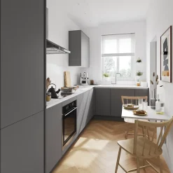 Façade de cuisine 1 tiroir et 2 casseroliers Stevia gris mat l. 60 cm x H. 72 cm GoodHome