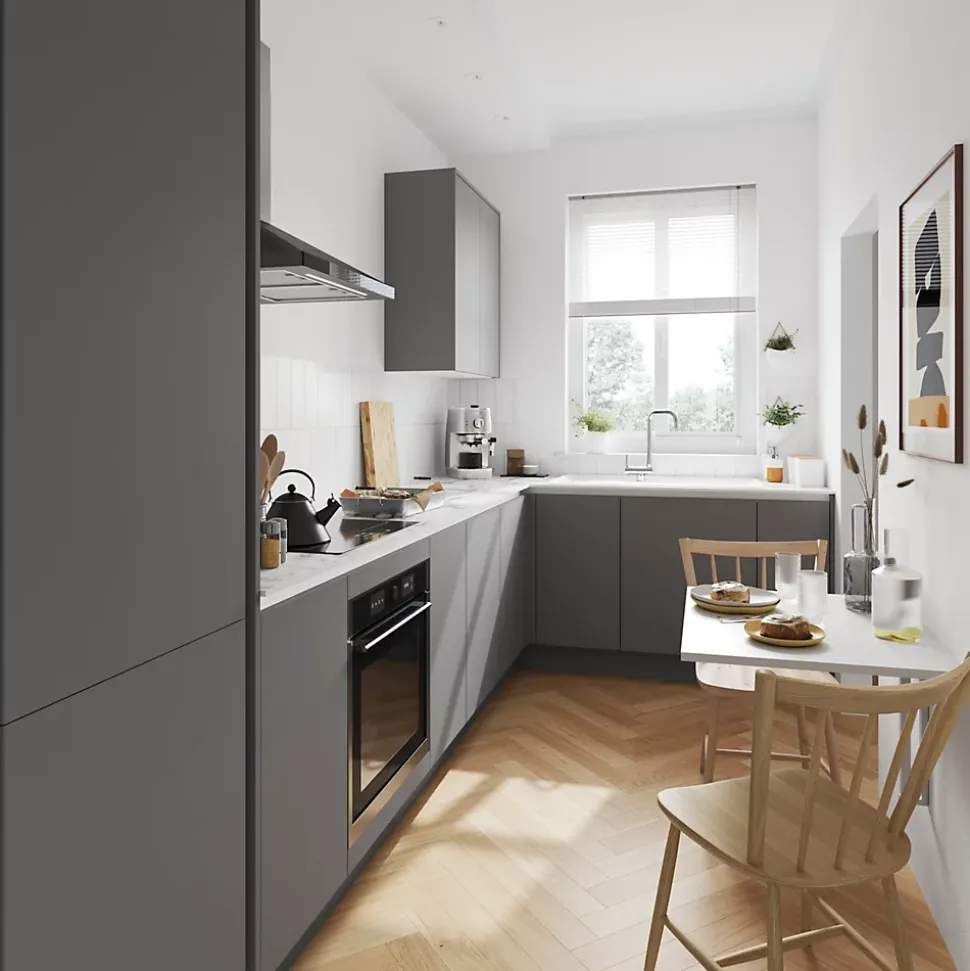 Façade de cuisine 1 tiroir et 2 casseroliers Stevia gris mat l. 60 cm x H. 72 cm GoodHome