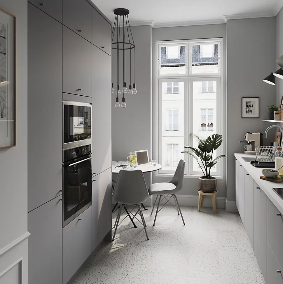 Façade de cuisine 1 tiroir et 2 casseroliers Stevia gris mat l. 60 cm x H. 72 cm GoodHome