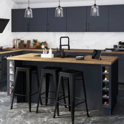 Façade de cuisine 1 tiroir et 2 casseroliers Stevia bleu mat l. 80 cm x H. 72 cm GoodHome