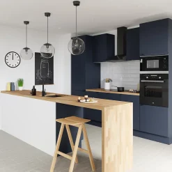 Façade de cuisine 1 tiroir et 2 casseroliers Stevia bleu mat l. 80 cm x H. 72 cm GoodHome