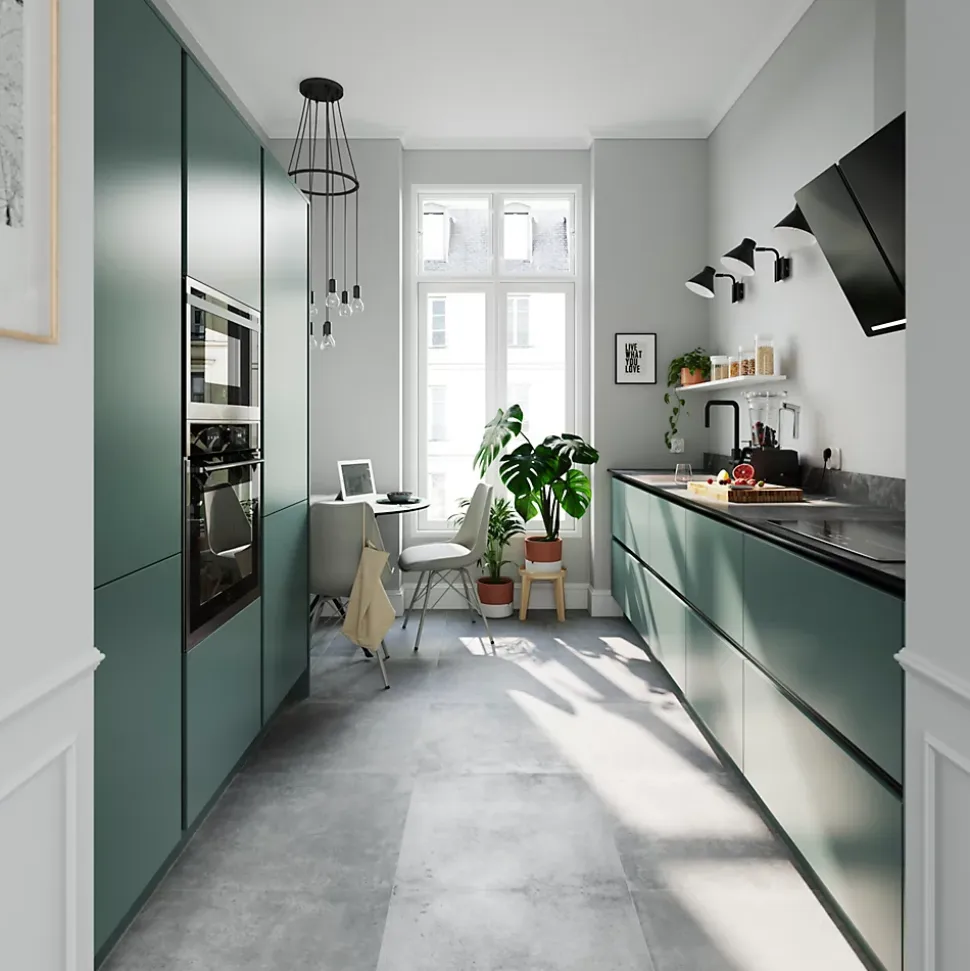 Façade de cuisine 1 tiroir et 2 casseroliers Stevia vert mat l. 60 cm x H. 72 cm GoodHome