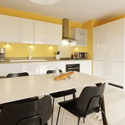 Façade de cuisine 1 tiroir et 2 casseroliers Garcinia blanc brillant l. 60 cm x H. 72 cm GoodHome