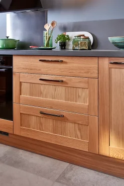 Façade de cuisine 1 tiroir et 2 casseroliers Verbena chêne massif l. 80 cm x H. 72 cm GoodHome