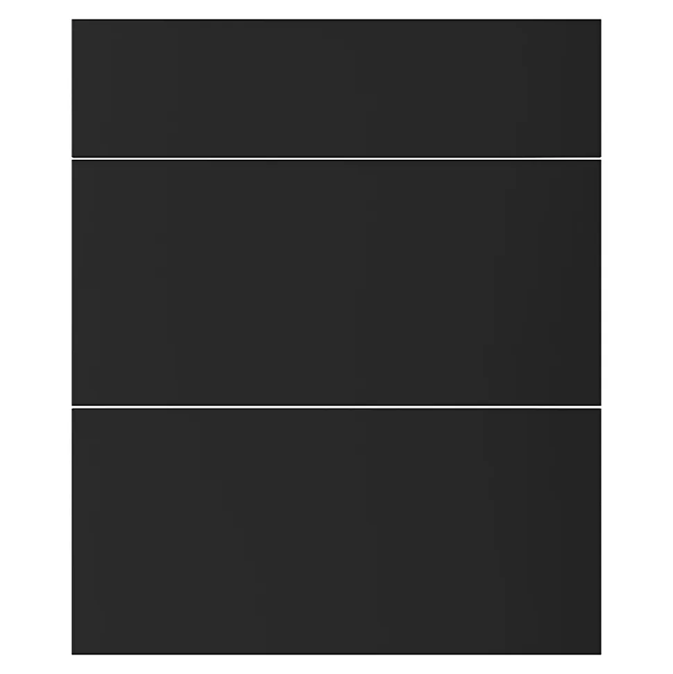 Façade de cuisine 1 tiroir et 2 casseroliers Stevia noir mat l. 60 cm x H. 72 cm GoodHome