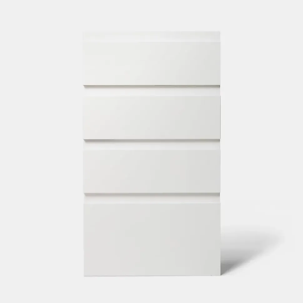 Façade de cuisine 3 tiroirs et 1 casserolier Garcinia blanc brillant l. 40 cm x H. 72 cm GoodHome
