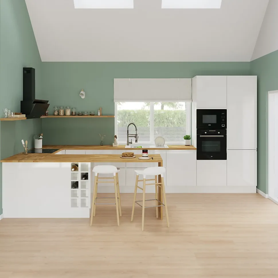 Façade de cuisine 3 tiroirs et 1 casserolier Garcinia blanc brillant l. 40 cm x H. 72 cm GoodHome