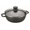 Faitout bas 28 cm en fonte d'aluminium couvercle en verre