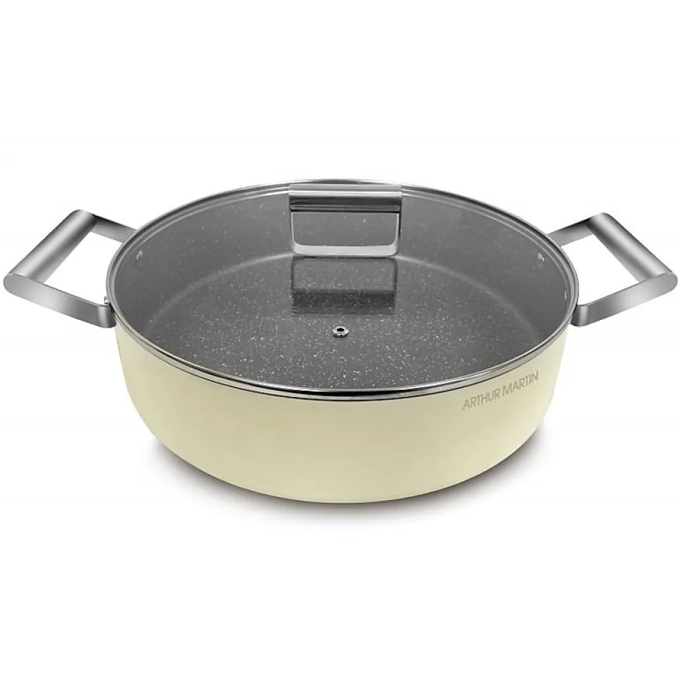 Faitout bas en aluminium forgé 24 cm Crème Arthur Martin AM6523