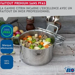 Faitout en inox 26 cm de 9,5 litres Elo Citrin