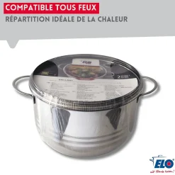 Faitout haut 24 cm en acier inoxydable sans PFAS Elo Brillant