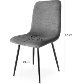 Fauteuil de salon VALORA RIFT en velours côtelé gris (x3)