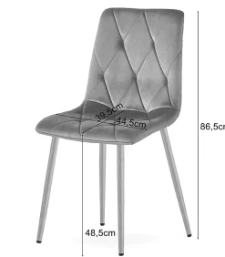 Fauteuil en velours VALORA TYRA - Gris clair élégant pour salon x 3