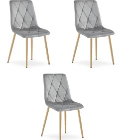 Fauteuil en velours VALORA TYRA - Gris clair élégant pour salon x 3