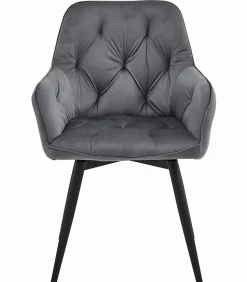 Fauteuil pivotant VALORA LUKK360 en velours gris foncé pour salon, cuisine, salle à manger
