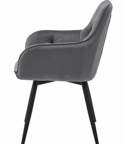 Fauteuil pivotant VALORA LUKK360 en velours gris foncé pour salon, cuisine, salle à manger