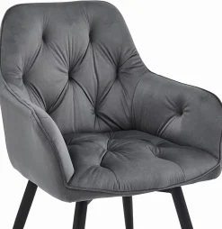 Fauteuil pivotant VALORA LUKK360 en velours gris foncé pour salon, cuisine, salle à manger