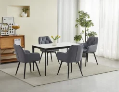 Fauteuil pivotant VALORA LUKK360 en velours gris foncé pour salon, cuisine, salle à manger