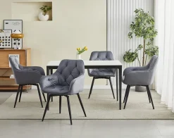 Fauteuil pivotant VALORA LUKK360 en velours gris foncé pour salon, cuisine, salle à manger