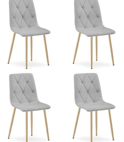 Fauteuil rembourré VALORA TYRA - Tissu gris clair élégant x 4
