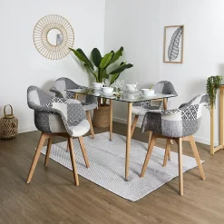 Fauteuil scandinave Patchwork (Lot de 2) Gris