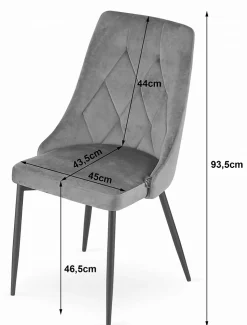 Fauteuil VALORA IMOLA - Velours gris clair moderne pour salon, bureau à domicile