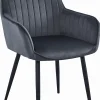 Fauteuil VALORA SELO - Velours gris foncé avec pieds noirs
