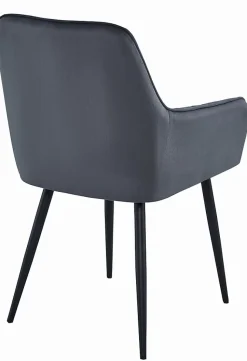 Fauteuil VALORA SELO - Velours gris foncé avec pieds noirs