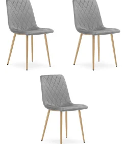 Fauteuil VALORA TURIN - Élégant velours gris clair pour salon x 3