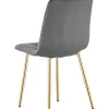 Fauteuil VALORA TYRA en velours - Gris foncé avec pieds dorés x 4