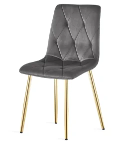 Fauteuil VALORA TYRA en velours - Gris foncé avec pieds dorés x 4