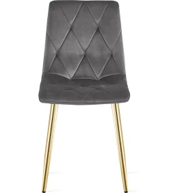 Fauteuil VALORA TYRA en velours - Gris foncé avec pieds dorés x 4