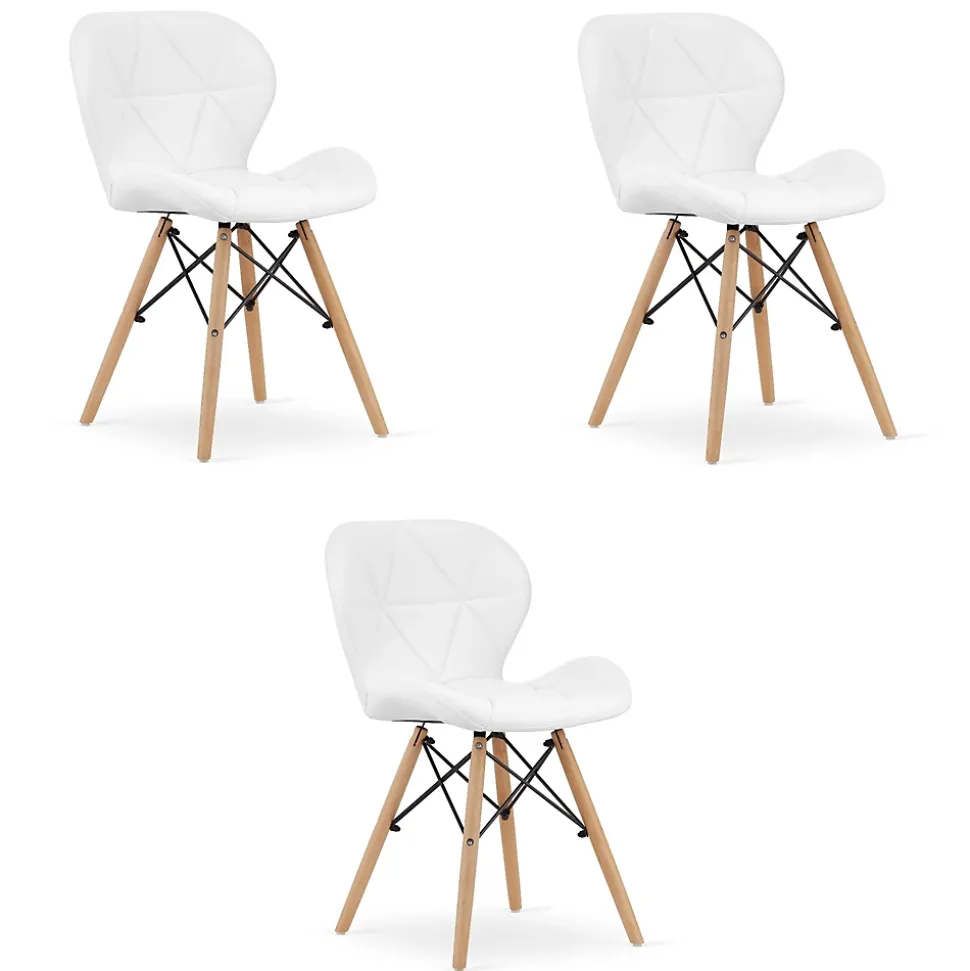 Fauteuil VALORA WAKO en similicuir - Blanc moderne x 3