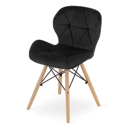 Fauteuil Valora WAKO en velours noir, design moderne pour le salon